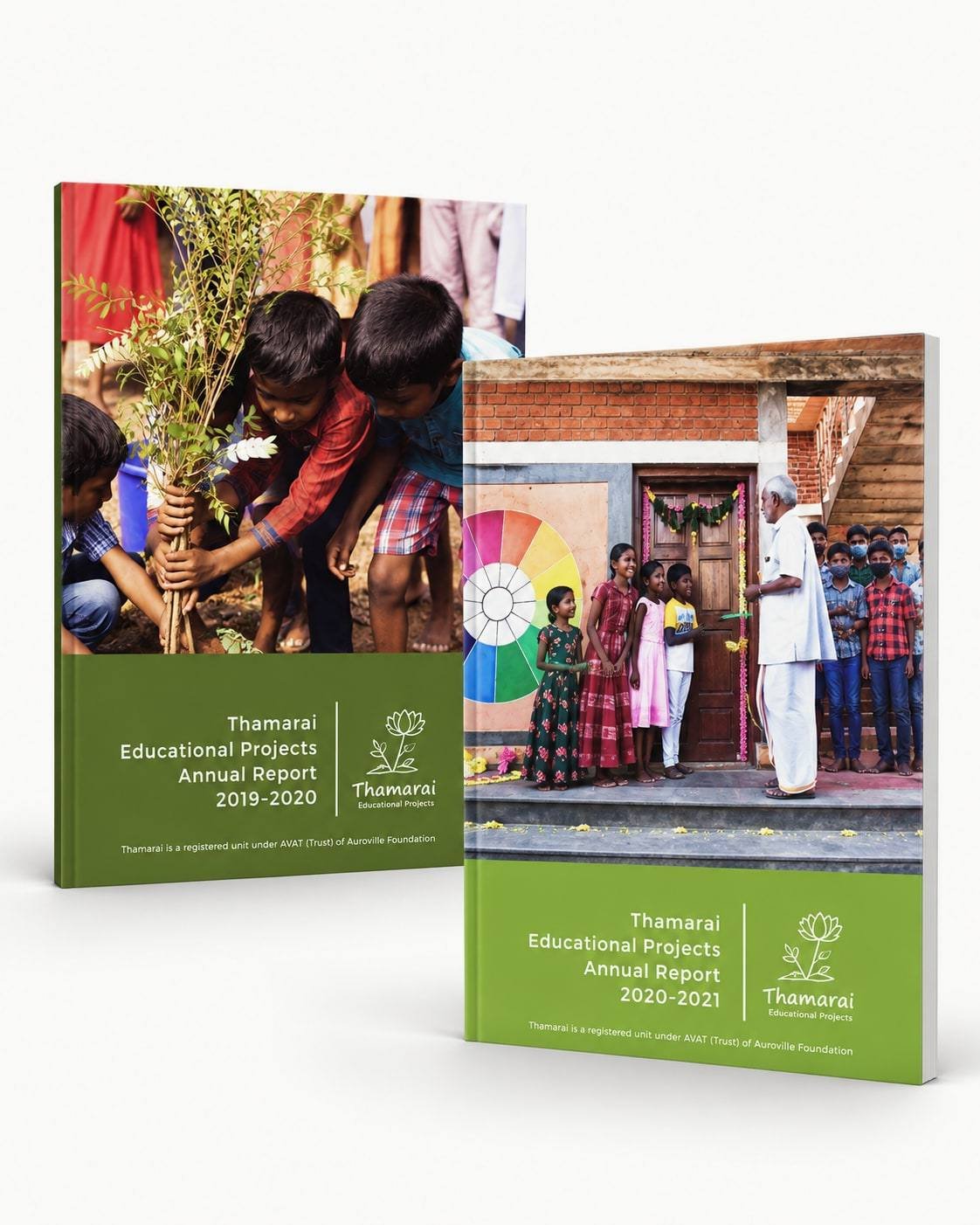 Les rapports annuels imprimés de Thamarai Educational Projects, éditions 2019-2020 et 2020-2021